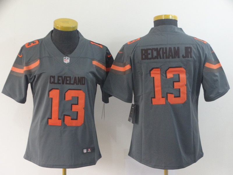 Women Cleveland Browns #13 Beckham Jr Grey Nike Vapor Untouchable Limited NFL Jersey->women nfl jersey->Women Jersey